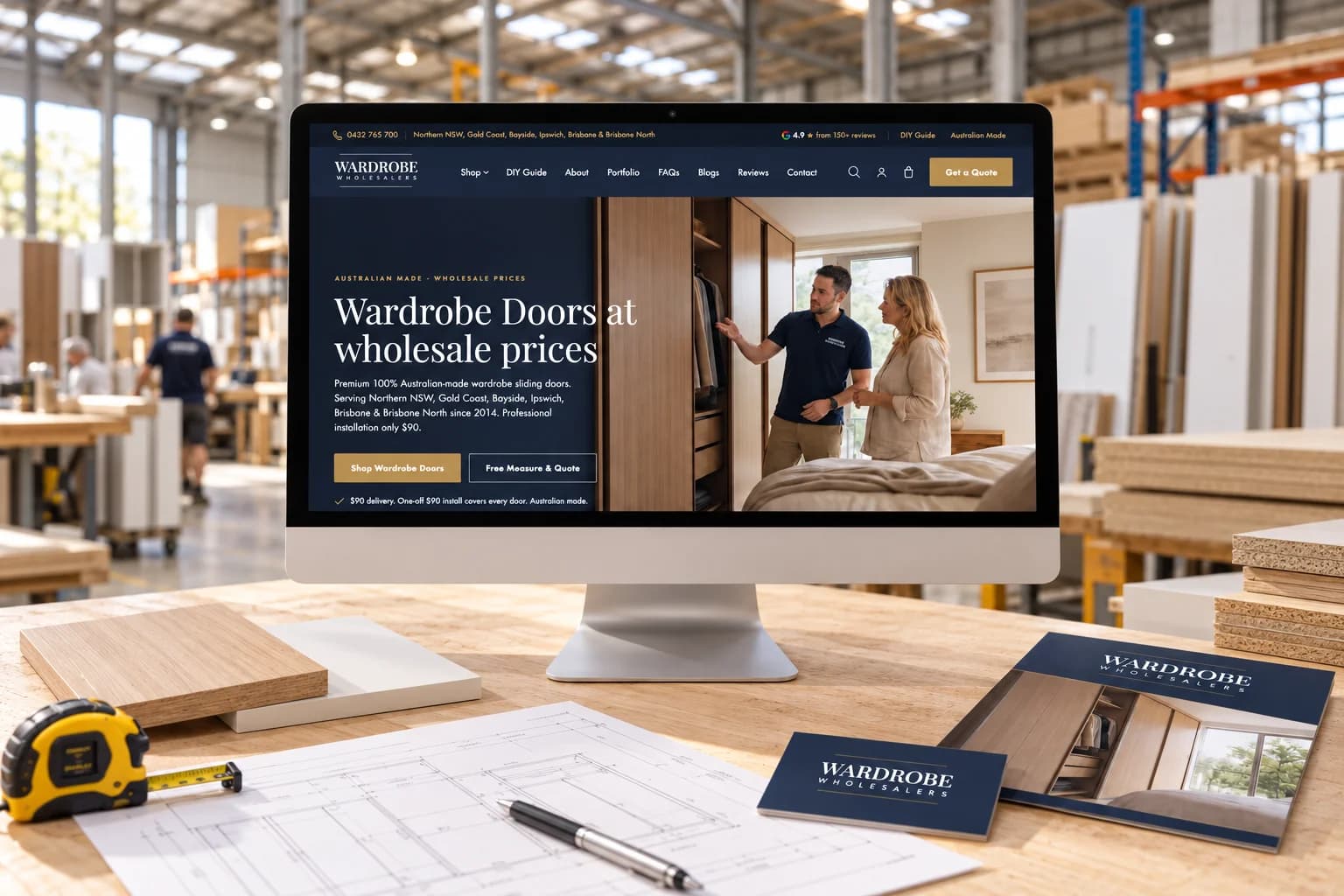 Wardrobe Wholesalers website shown on desktop and mobile