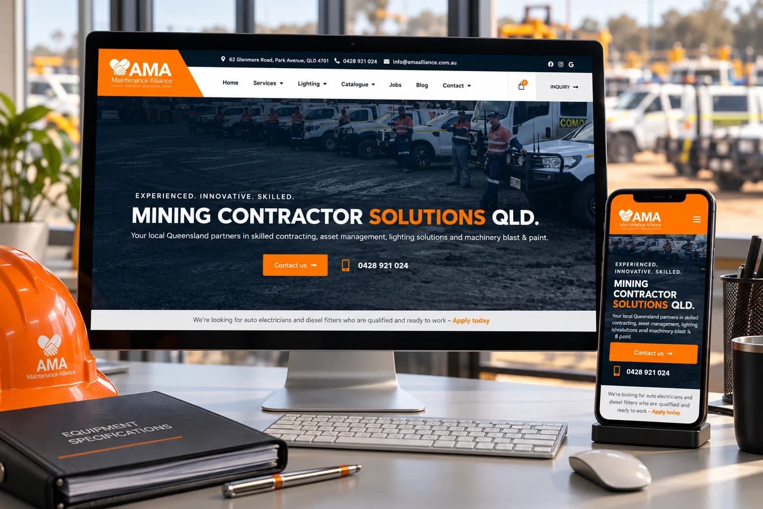 AMA Maintenance Alliance website shown on desktop and mobile