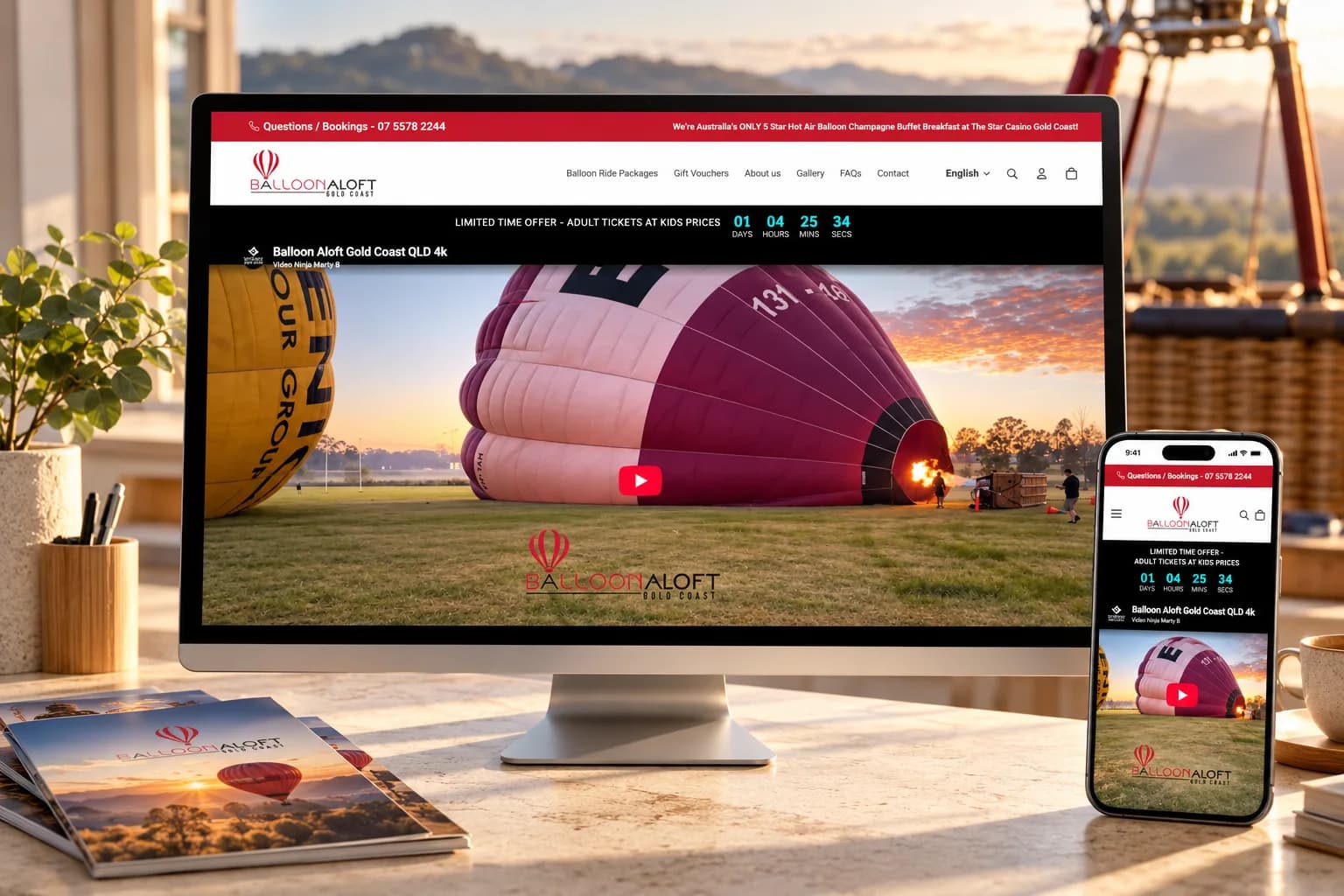 Balloon Aloft Gold Coast website and brand presentation
