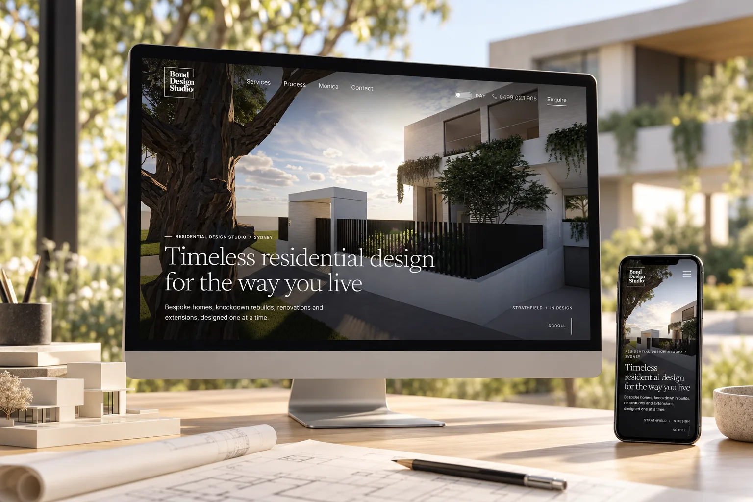 Bond Design Studio website shown on desktop and mobile
