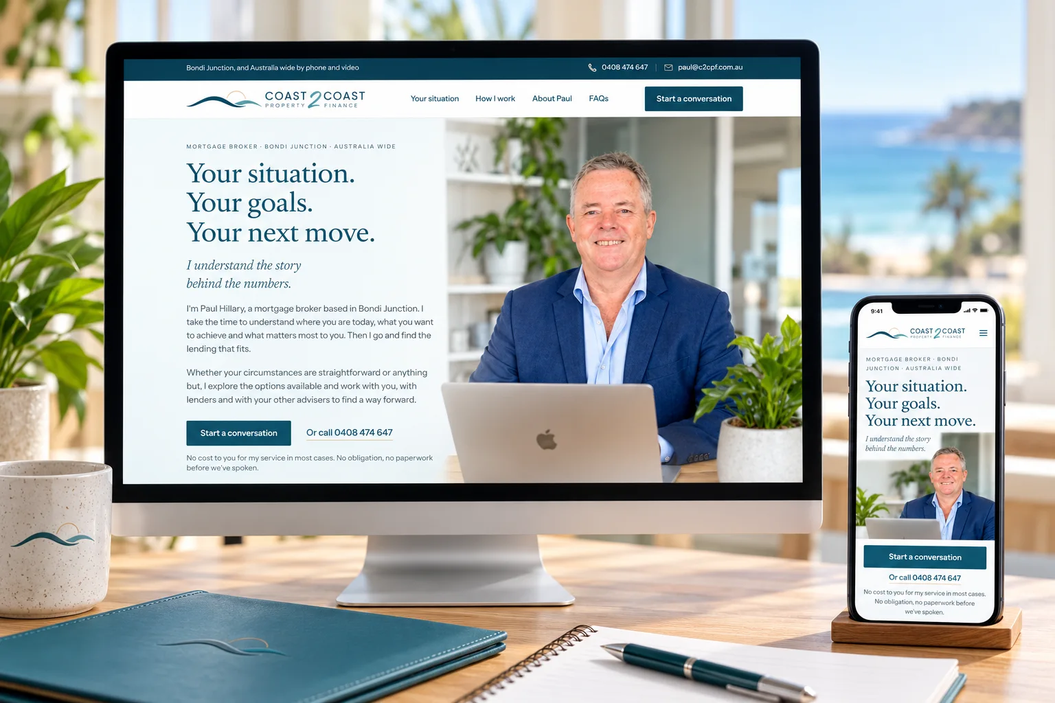 Coast 2 Coast Property Finance website shown on desktop and mobile