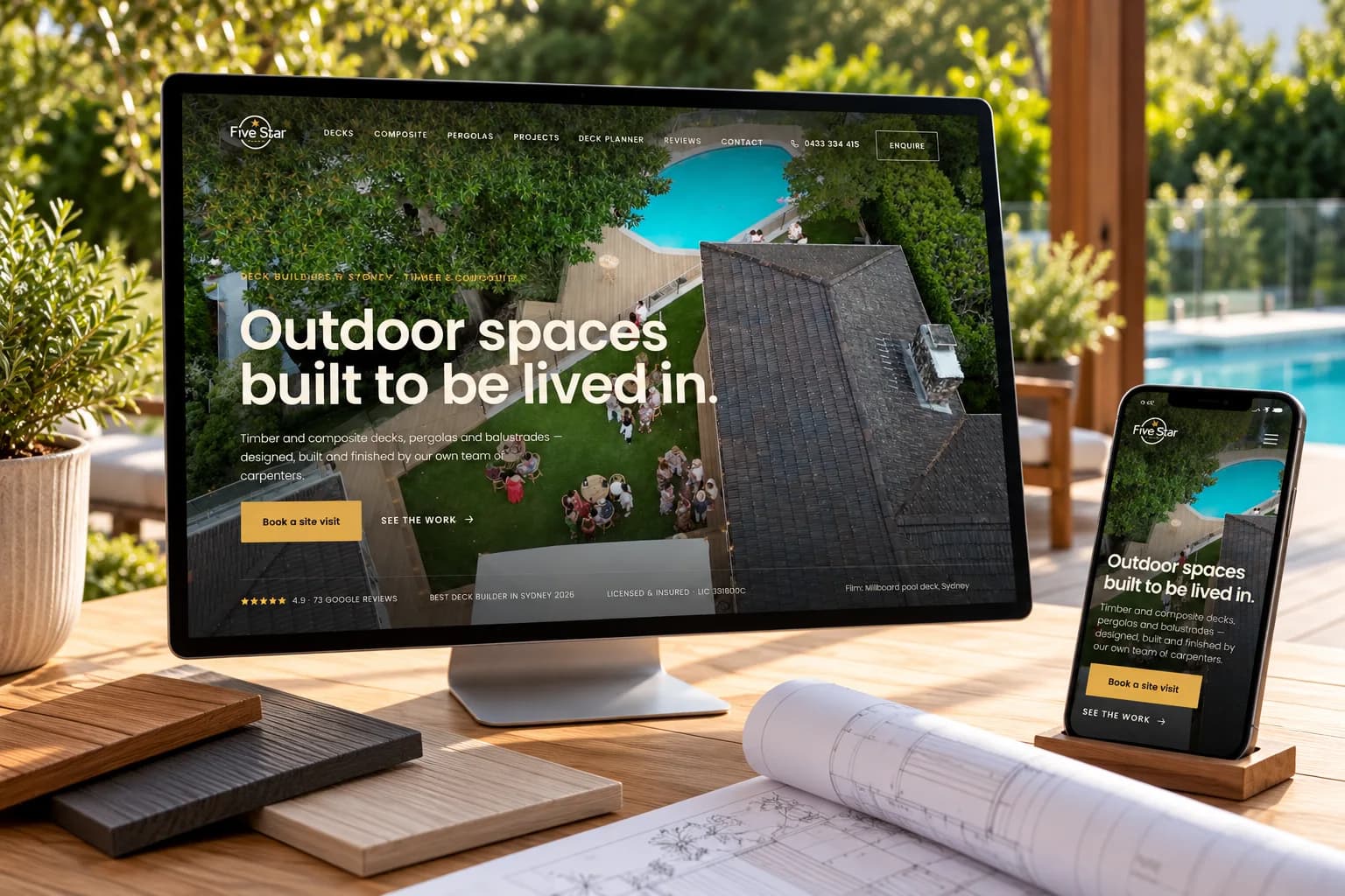 5 Star Decking website shown on desktop and mobile