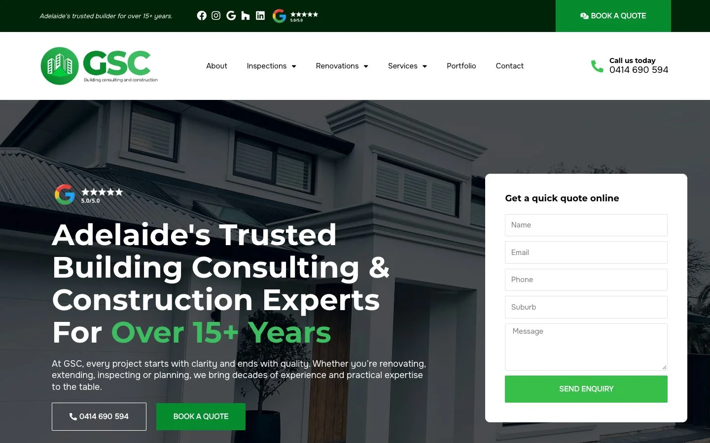 GSC Building website loading preview