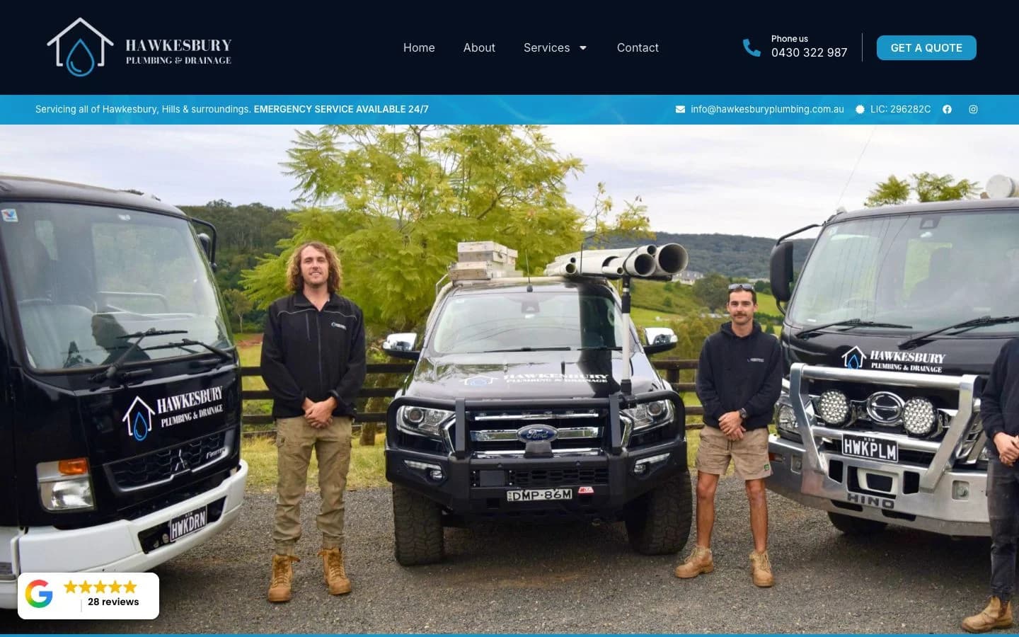 Hawkesbury Plumbing website loading preview