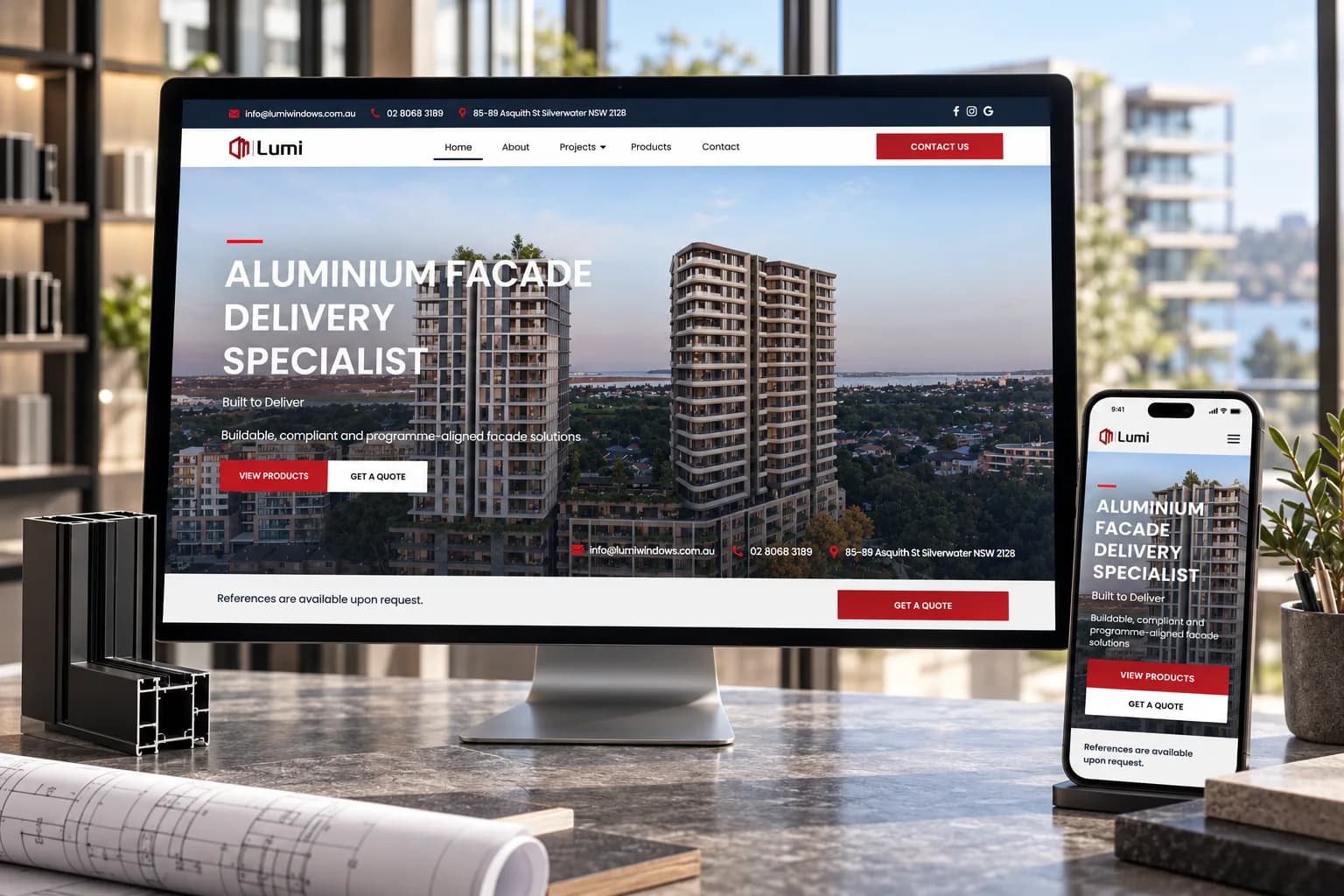Lumi Windows website shown on desktop and mobile