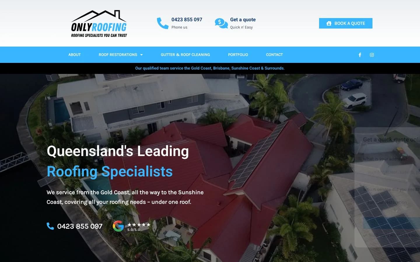 Only Roofing website loading preview
