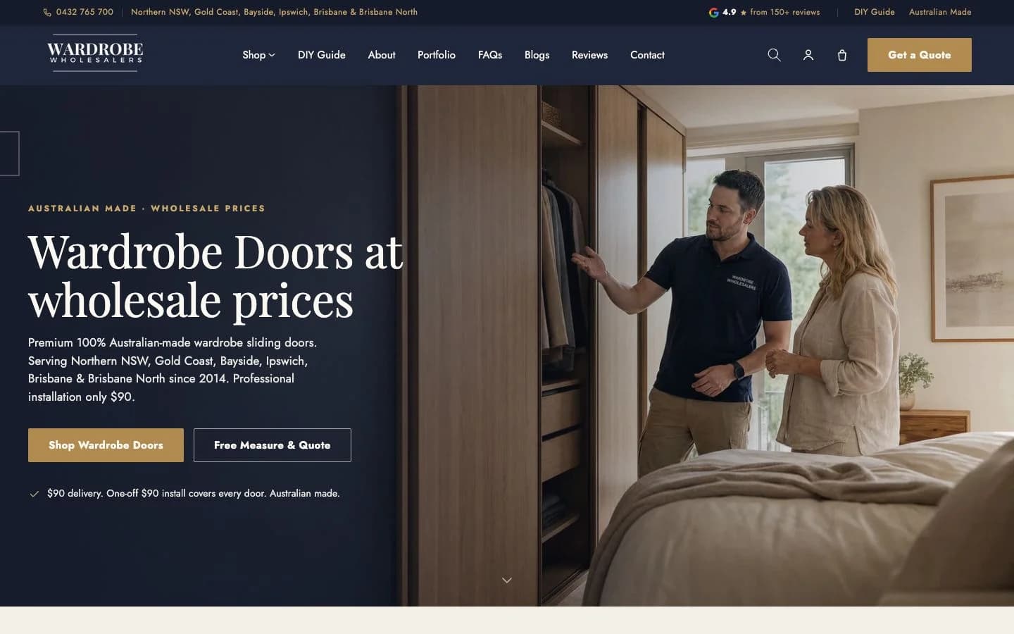 Wardrobe Wholesalers desktop website preview