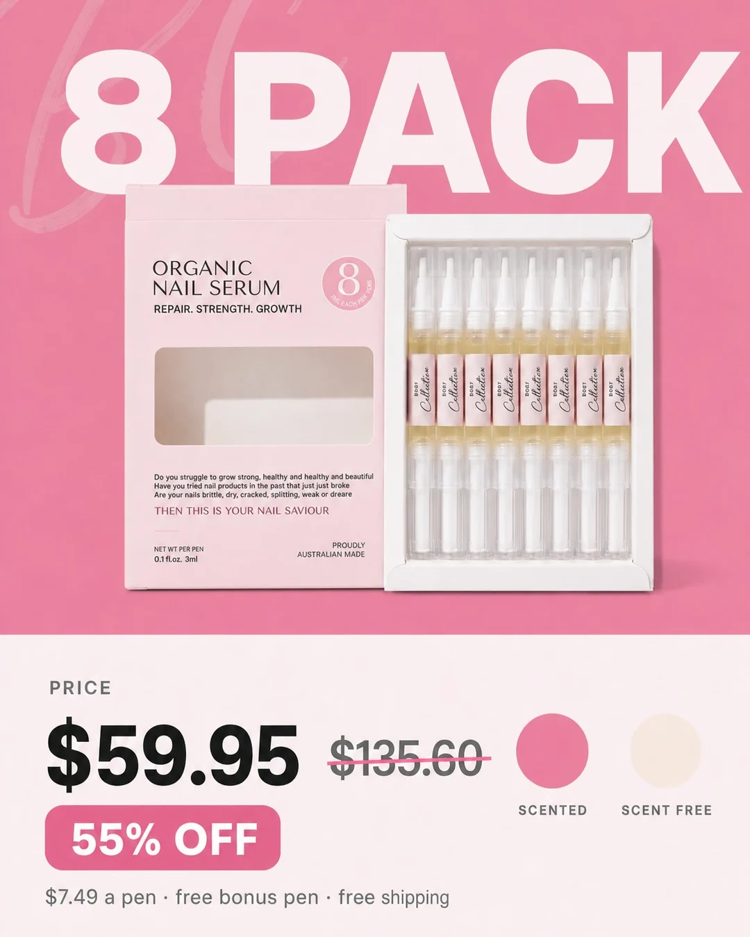 Body Collective campaign creative 1: Eight shades. One complete collection.