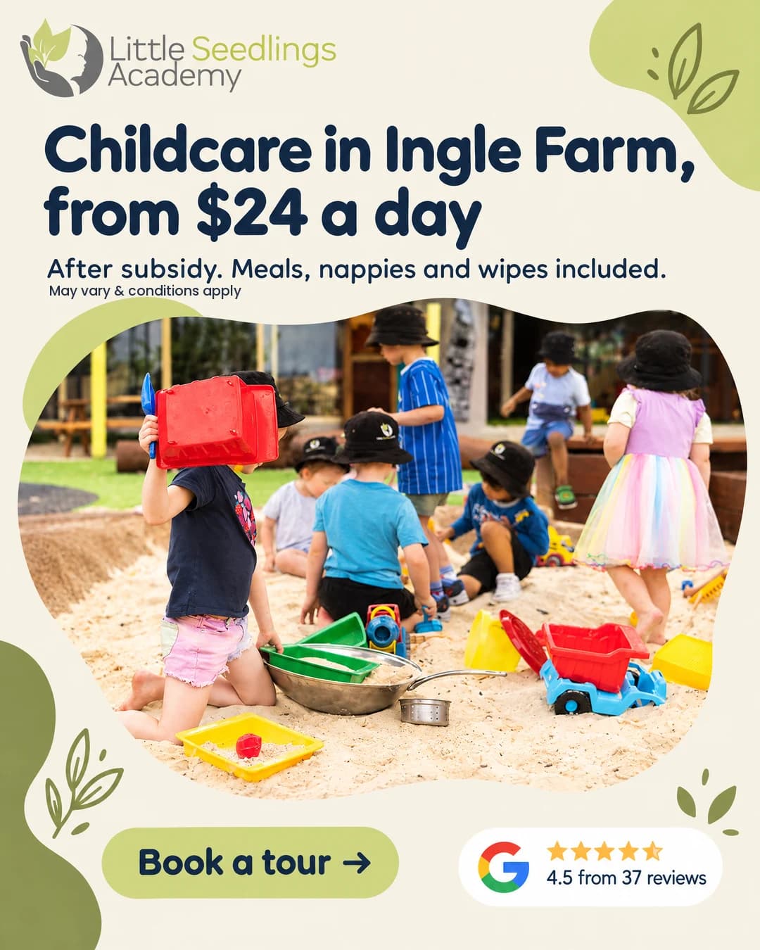 Little Seedlings Academy campaign creative 2: Local care with a clear starting price.