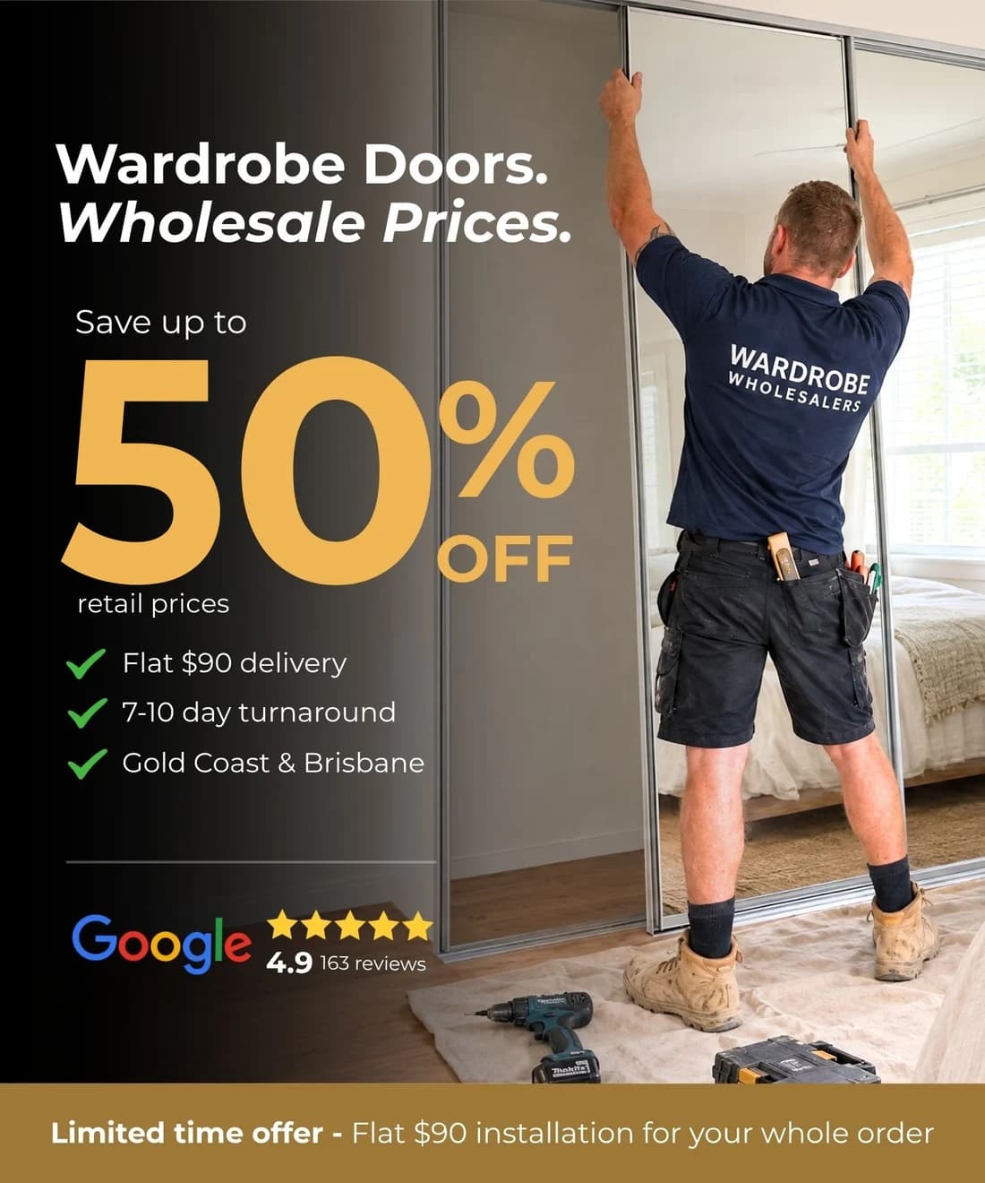 Wardrobe Wholesalers campaign creative 1: The people behind the installation.