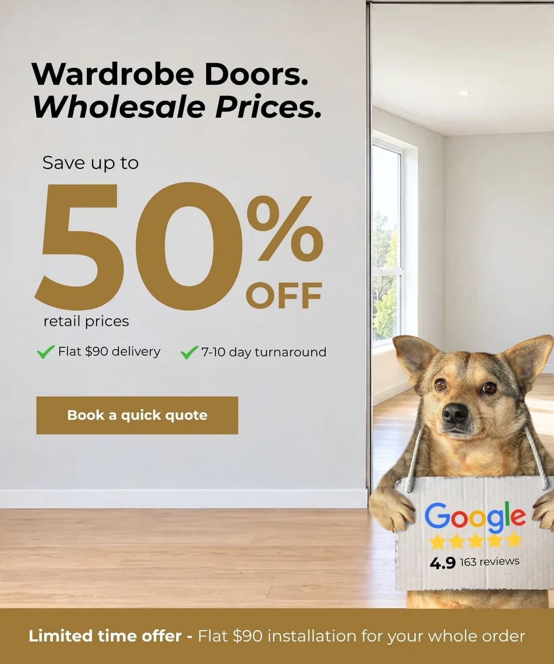 Wardrobe Wholesalers campaign creative 2: A memorable way into the offer.