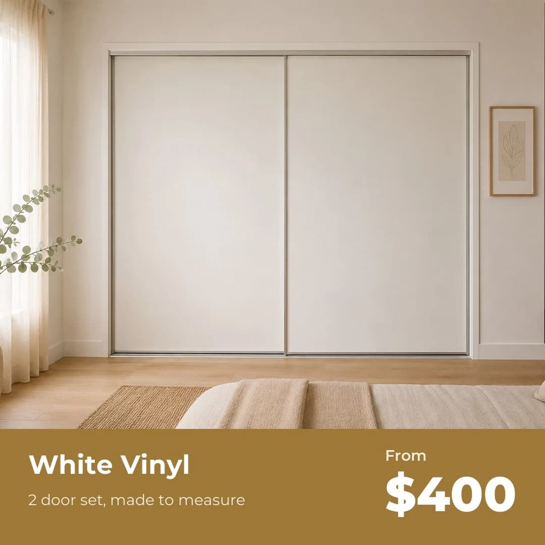 Wardrobe Wholesalers campaign creative 6: White vinyl, simply presented.