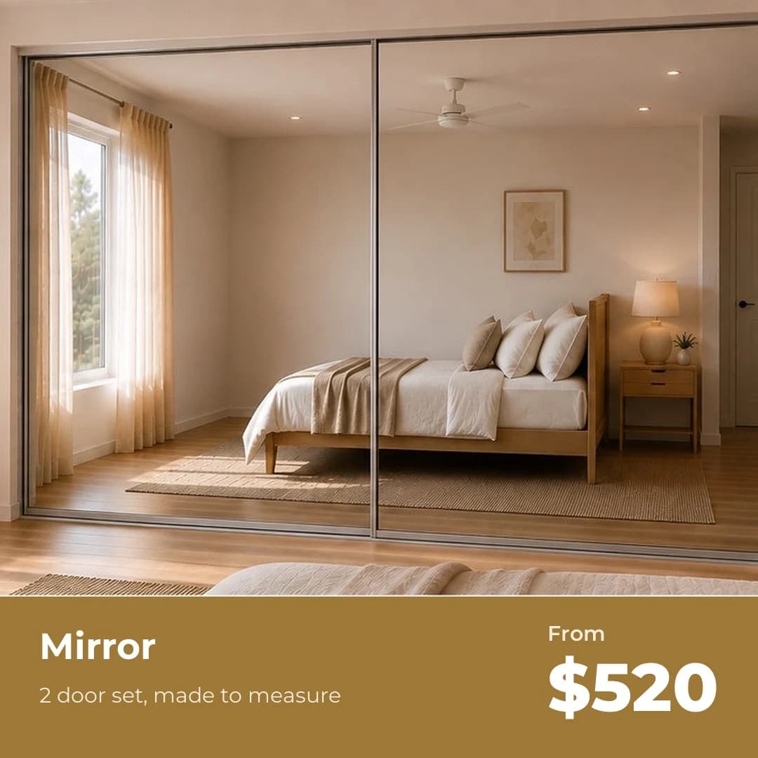 Wardrobe Wholesalers campaign creative 7: A closer look at mirrored doors.