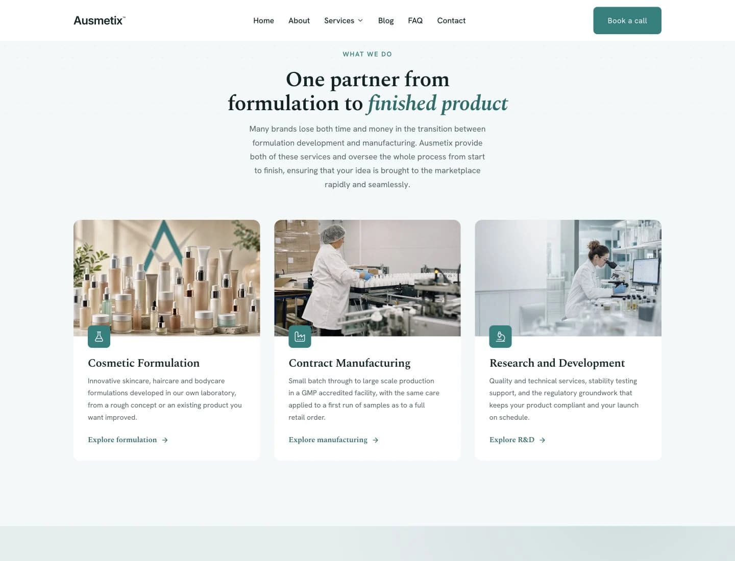 Ausmetix website detail: Make a technical service easy to understand.