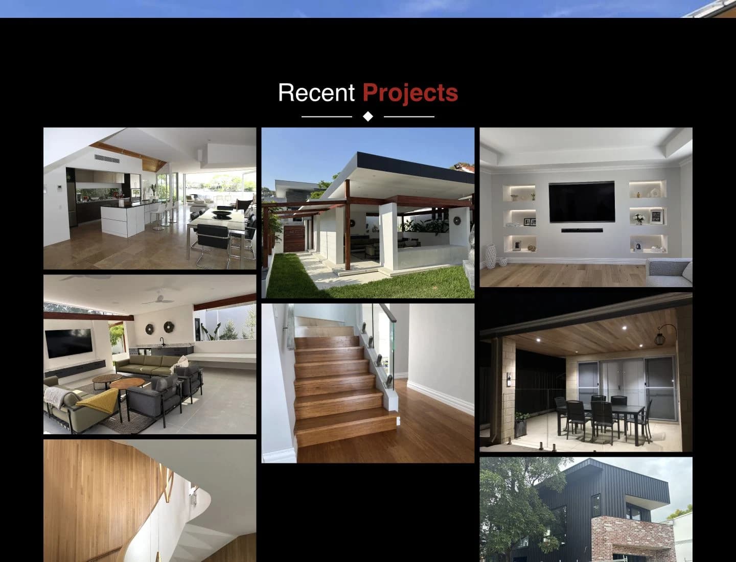 Davies Homes & Renovations website detail: Let the finished work carry the story.