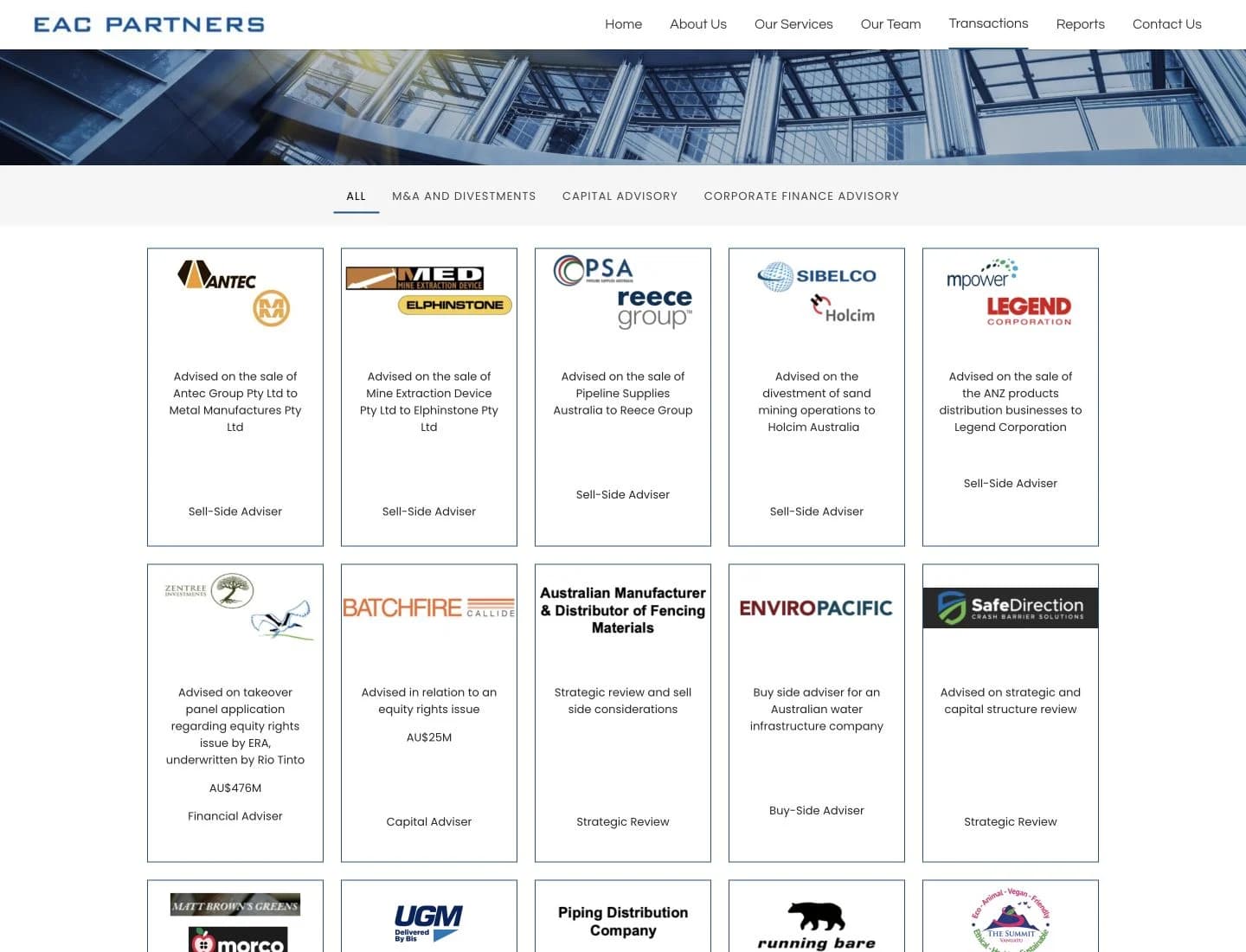 EAC Partners website detail: Organise expertise around evidence of the work.