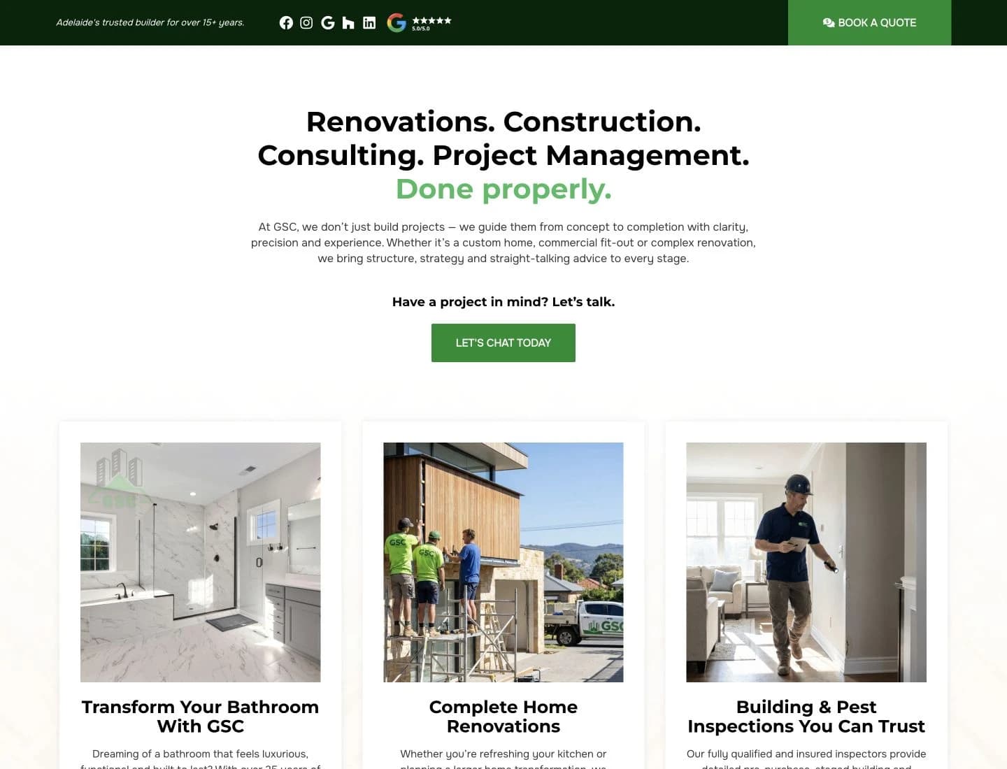 GSC Building website detail: Different projects deserve different paths.