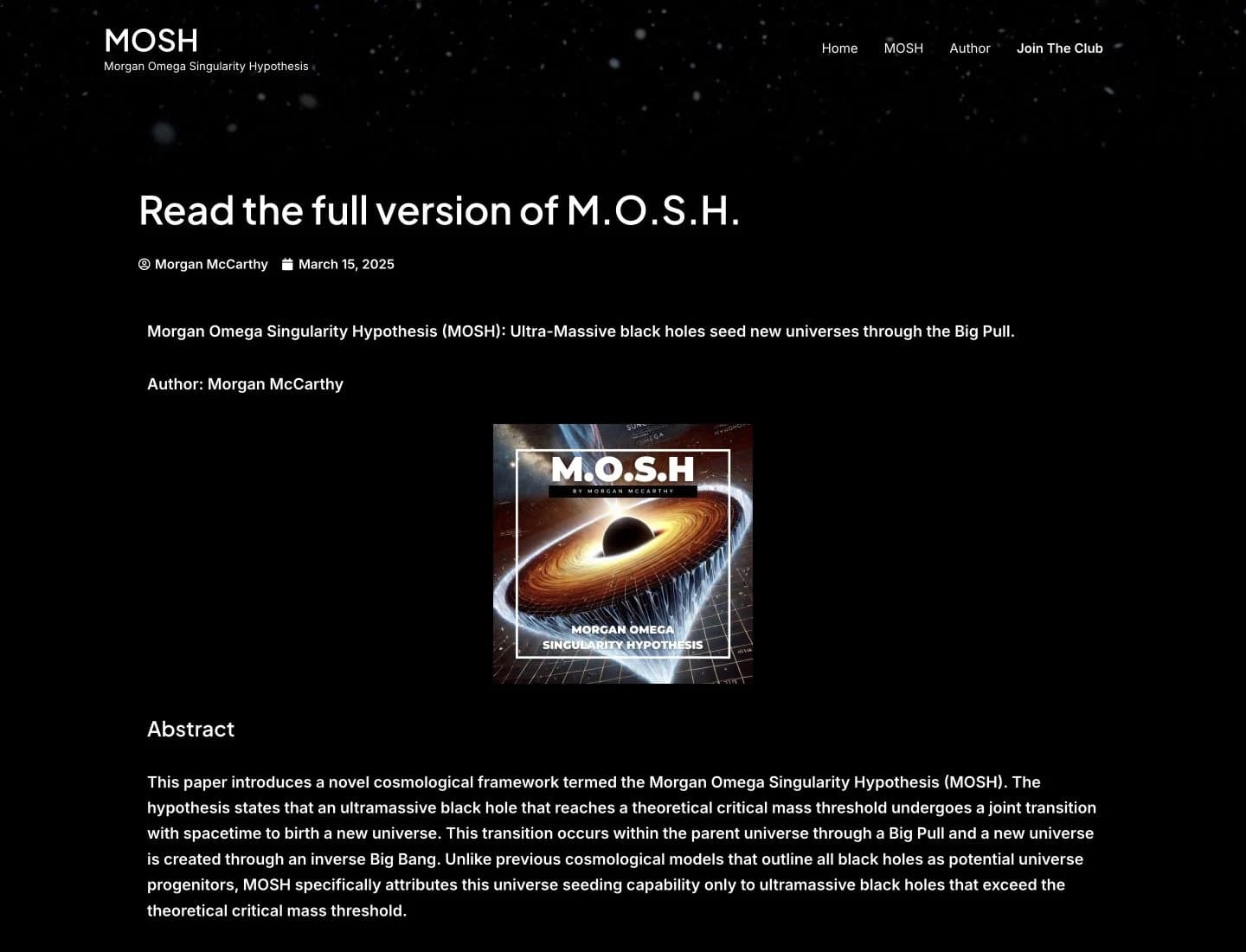 Morgan Omega Singularity Hypothesis website detail: Give a complex idea a readable home.