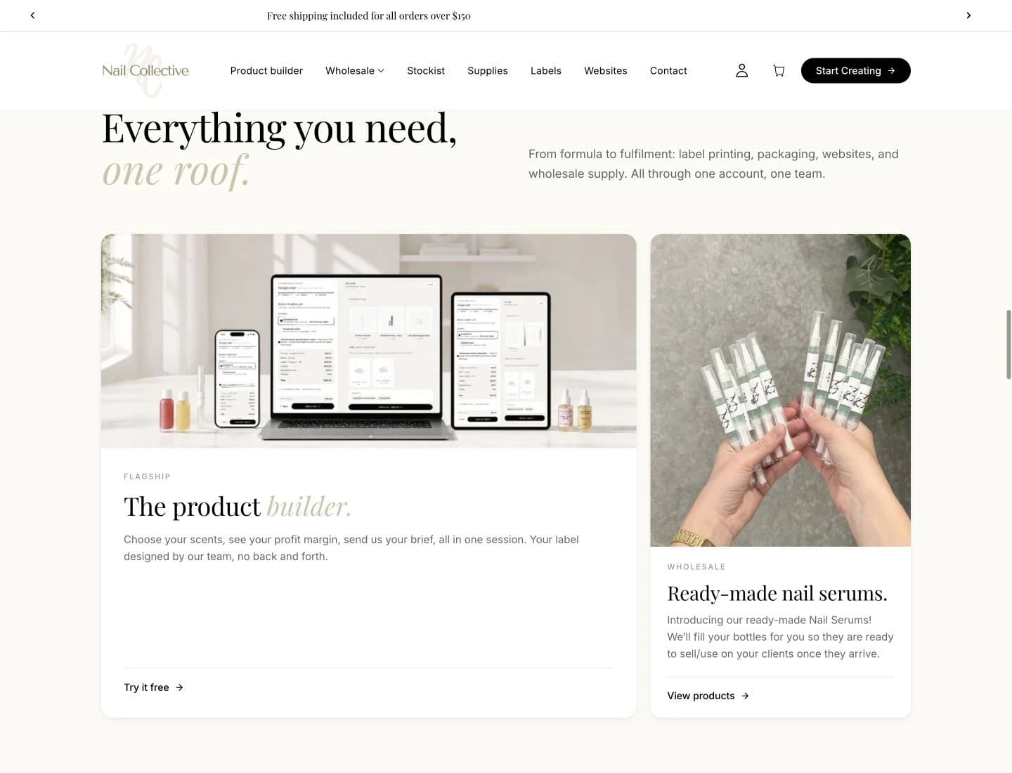 Nail Collective website detail: Connect product ideas with a practical next step.