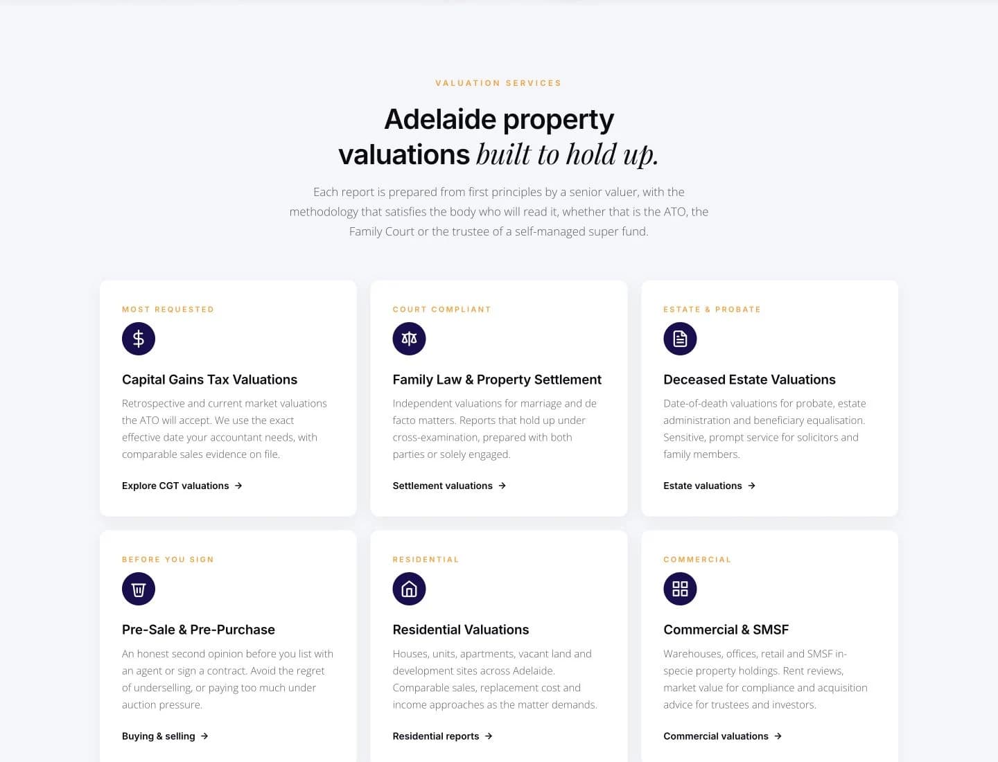 Sidel Property Valuers website detail: Start with the reason someone needs a valuation.