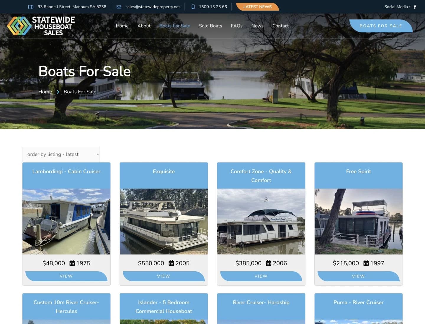 Statewide Houseboat Sales website detail: Make a considered purchase easier to compare.